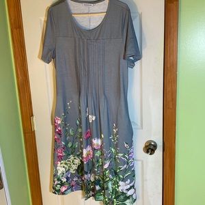 Green flowered cotton dress XL